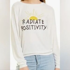 Wildfox Radiate Positivity Baggy Beach Jumper size M Vanilla/Yellow
